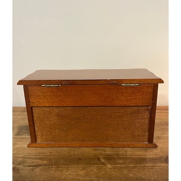 Vintage Wooden Jewelry Box Chest with Mirror 3 Drawers Felt Lined Ring Storage - Picture 14 of 16